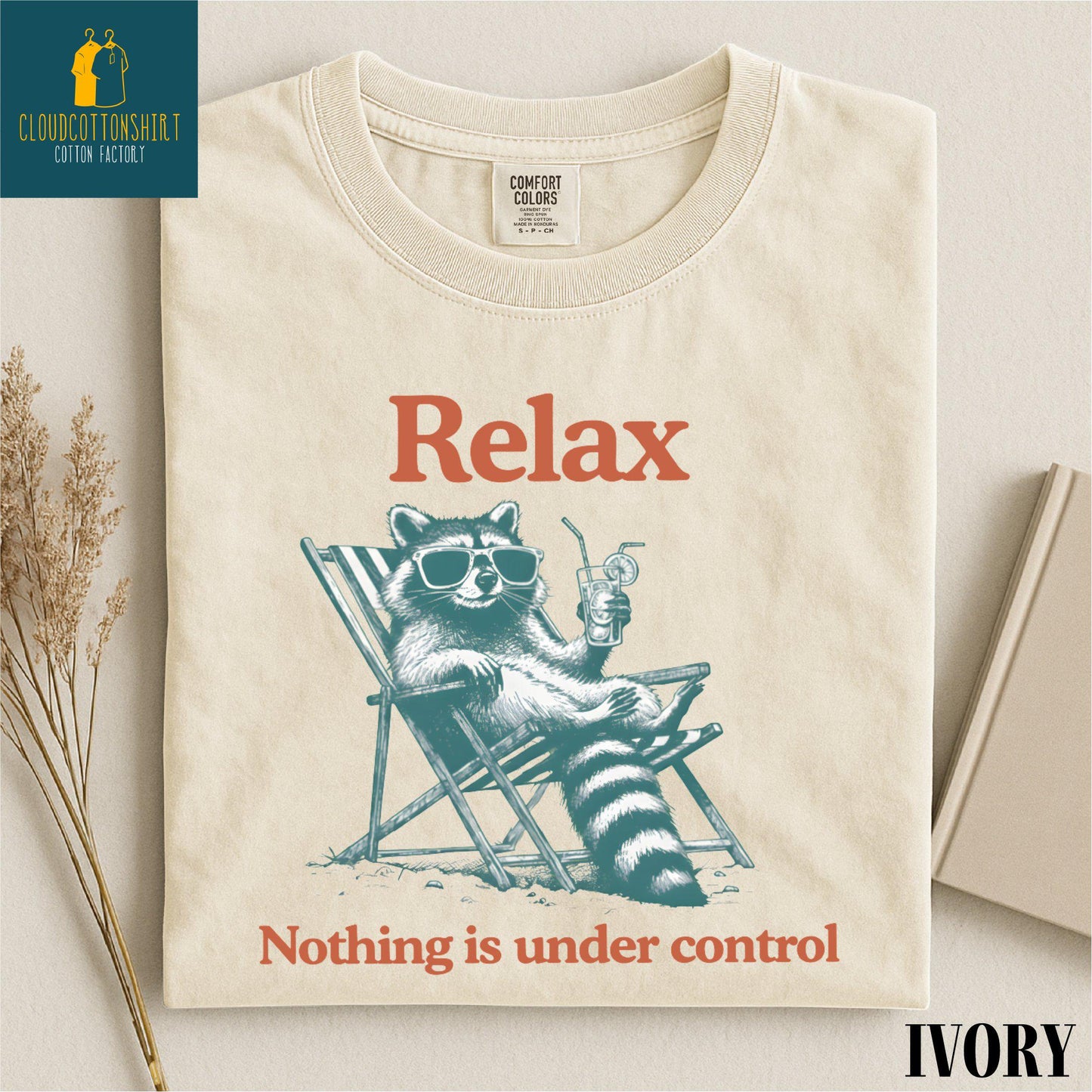 Relax Nothing Is Under Control Raccoon Shirt, Funny Trash Panda Sweater, Chill Vibe Sweatshirt, Funny Raccoon Comfort Colors T-Shirt