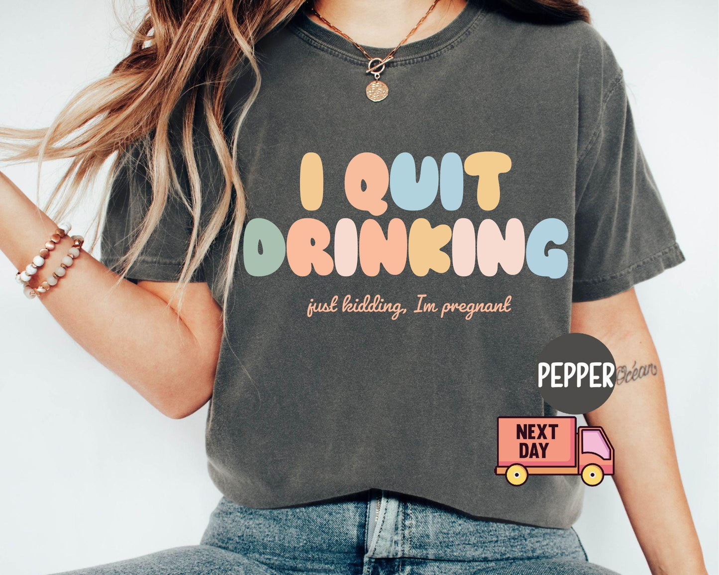Funny Pregnancy Shirt Pregnant Shirt, Pregnancy Announcement Shirt, Funny gift for New Mom, I Quit Drinking Pregnancy Tee