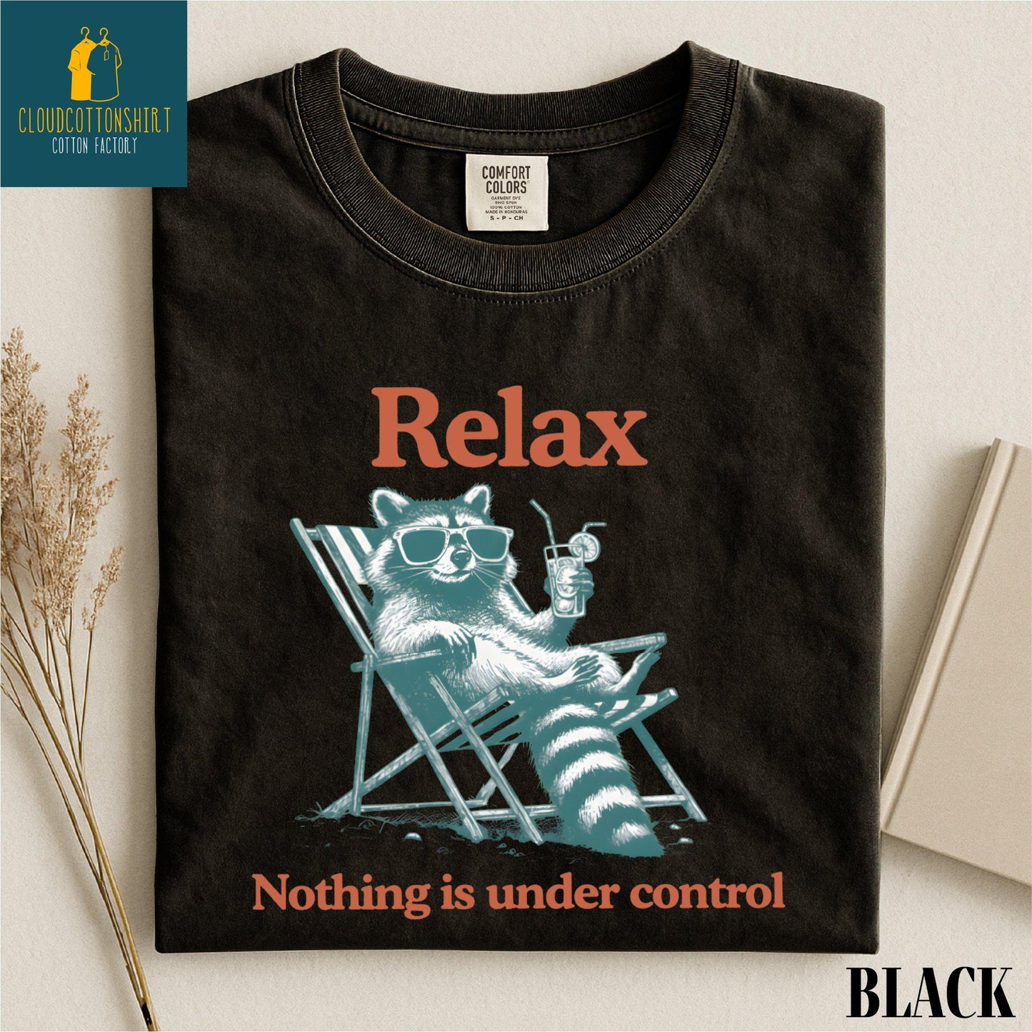 Relax Nothing Is Under Control Raccoon Shirt, Funny Trash Panda Sweater, Chill Vibe Sweatshirt, Funny Raccoon Comfort Colors T-Shirt